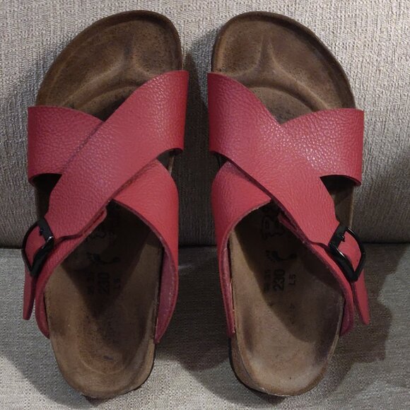 Birkenstock Birkis Dijon Red Cross Over Sandals SIZE 36/ US 5/5.5 - Picture 2 of 6
